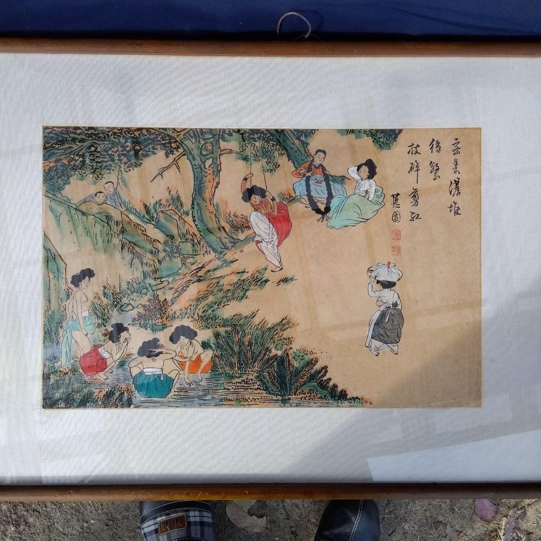 李朝　竜山遊興図 李朝 竜山遊興図 （掌の骨董80.李朝鶏龍山鉄絵唐草文徳利り