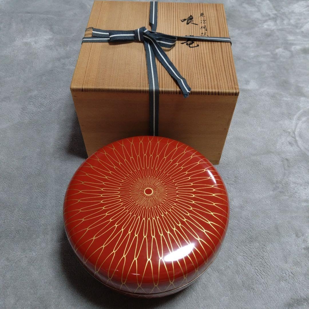 食籠　茶道具　菓子器　朱塗り　塗物　網目 網目蒔絵喰籠 喰籠 網目蒔絵 朱塗 菓子器 茶道具 - メルカリ