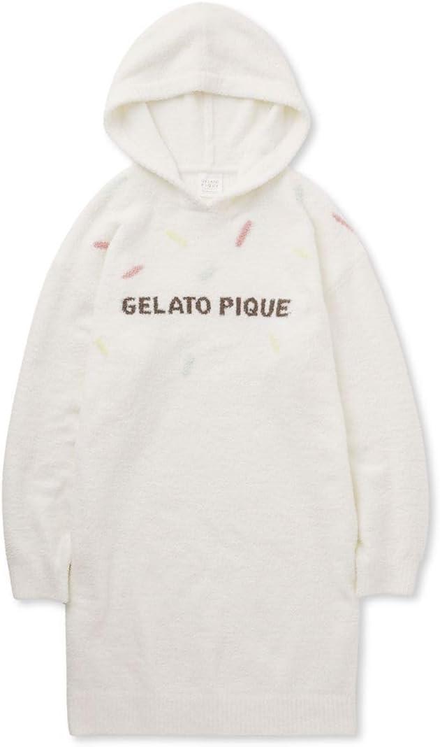 新品❤ジェラートピケ ベビモコ アイスジャガード フーディワンピース ホワイト gelato pique（ジェラートピケ）の「ベビモコアイスジャガード