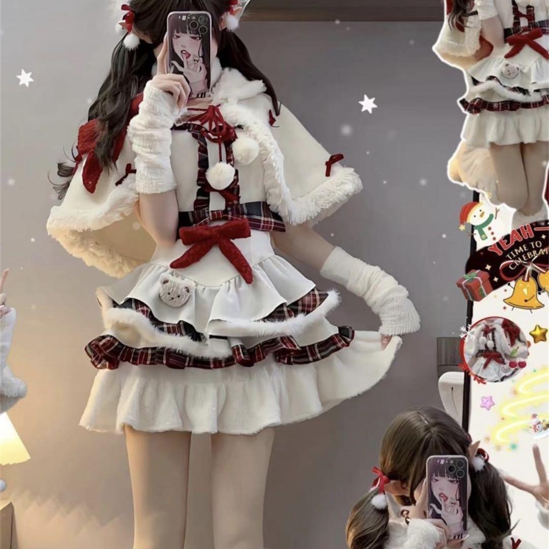 ふわふわプリンセス オリジナル クリスマス かわいい チェック柄 ワンピース ふわふわプリンセス オリジナル さぐり クリスマス かわいい