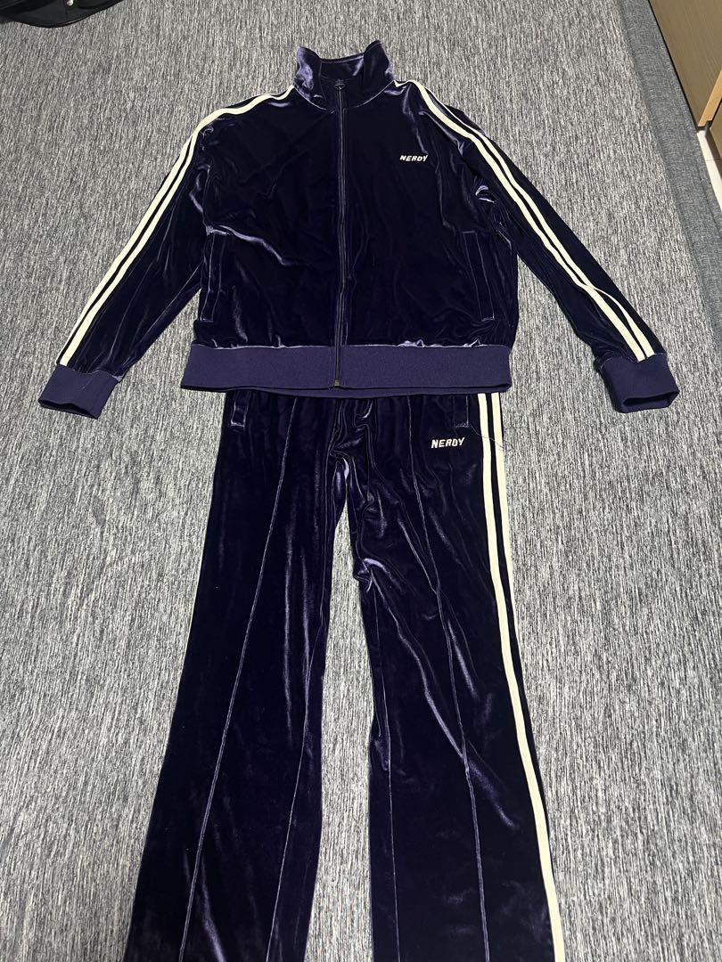 NERDY トラックセットアップ ジャケット パンツ ベロア パープル NERDY トラックセットアップ ジャケット パンツ ベロア パープル