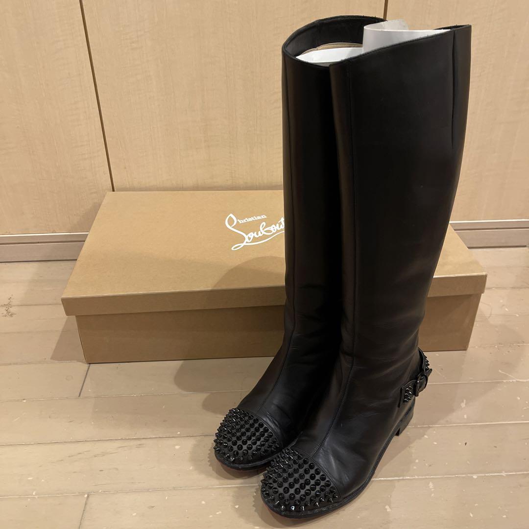 Christian Louboutin 黒 レザー ロングブーツ（クリスチャン