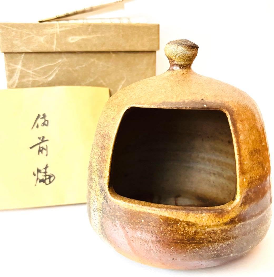●備前焼 花入 壺★後楽窯陶主 堀川恭平 作 〈 高22.5cm幅24.5cm〉 ○備前焼 花入 壺☆後楽窯陶主 堀川恭平 作 〈 高22.5cm幅24.5cm〉