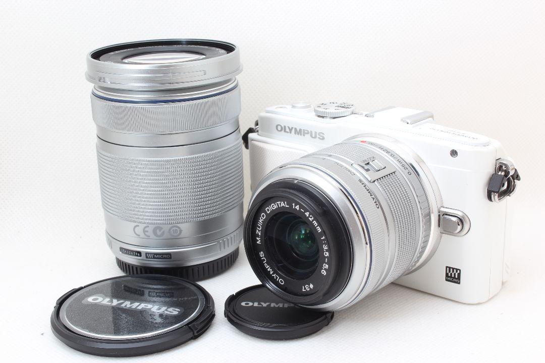 美品 スマホ転送 OLYMPUS PL6 ホワイトダブルレンズ フルセット