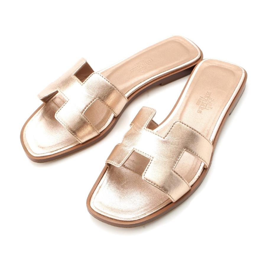 HERMES レザーサンダル オラン ゴールド　39.5 HERMES レザーサンダル オラン ゴールド39.5