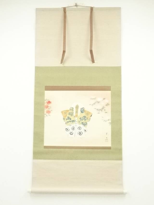 【薔薇図】川上拙以 2631 バラ静物 共箱二重箱 掛け軸　肉筆 薔薇図】川上拙以 2631 バラ静物 共箱二重箱 掛け軸 肉筆