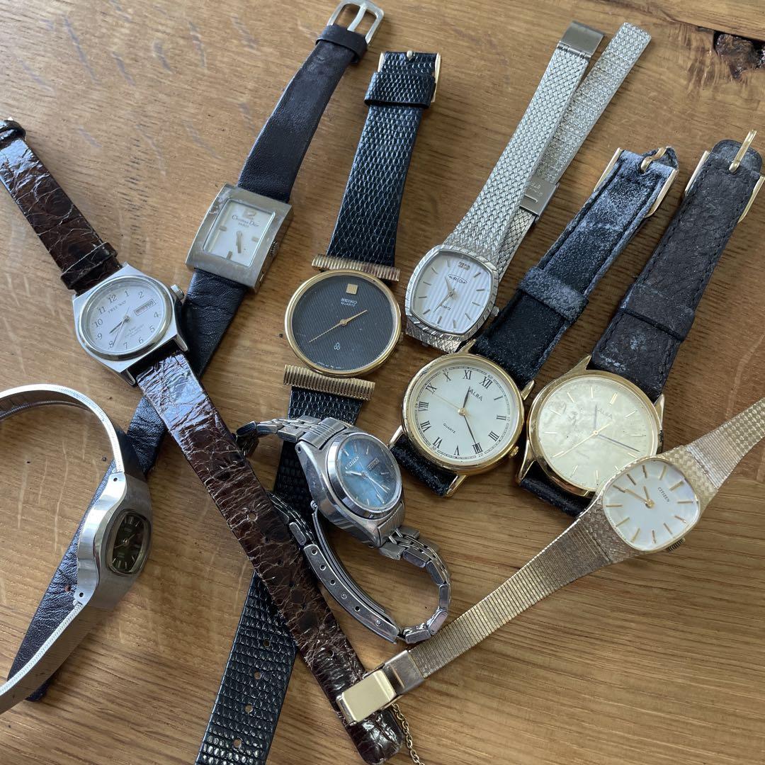 腕時計9本セットCITIZEN SEIKO Christian Dior 等 腕時計9本セットCITIZEN SEIKO Christian 焼き払い Dior 等