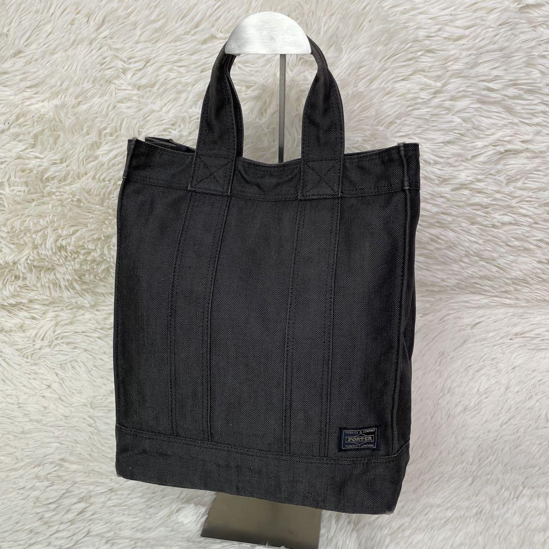 【極美品】PORTER 縦長　トートバッグ　A4可　キャンバス　黒 2025年最新】吉田カバン ポーター 縦型トートバッグの人気