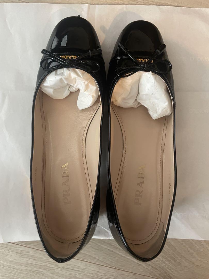 PRADA ブラックリボン付きエナメルパンプス(36 1/2) PRADA ブラックリボン付きエナメルパンプス(36 1/2)（楽天市場
