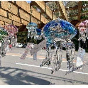 くらげ風鈴　群青色 くらげ風鈴 クリアブルー タクグラス 京都水族館 TAKUGLASS 弥彦