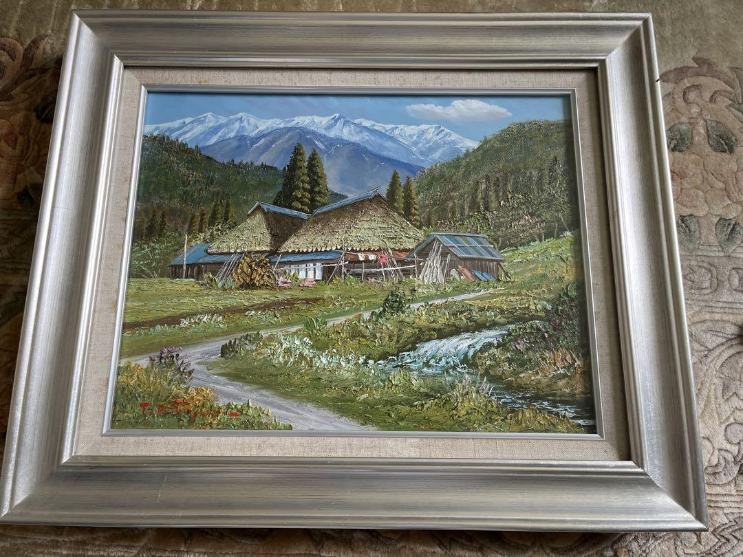 真作 北川照生 油彩　安曇野の山郷　原風景 真作 北川照生 油彩 安曇野の山郷 原風景 （真作】【WISH】北川