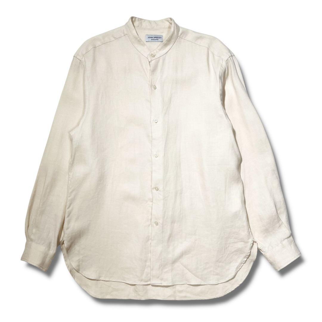 極美品 JOHN SMEDLEY シルク リネン バンドカラー 長袖 シャツ S 極美品 JOHN SMEDLEY シルク リネン バンドカラー 長袖 シャツ S