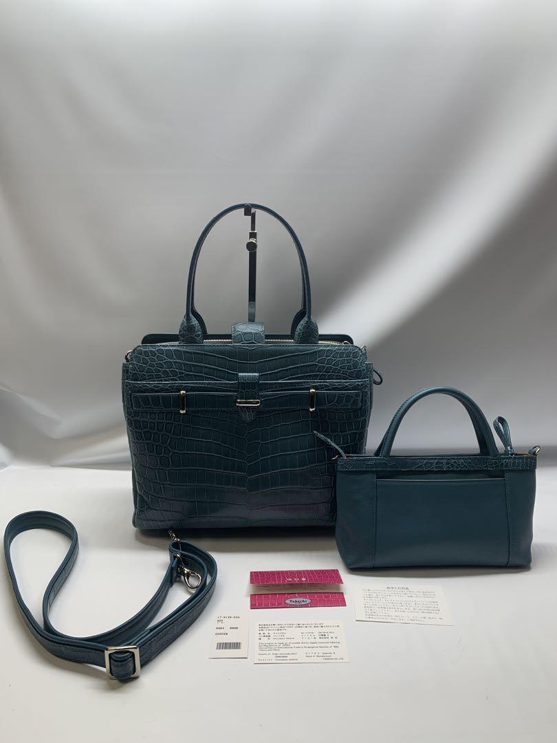 【期間限定】 超美品 ブルー（楽天市場 クロコダイル2wayハンドバッグ Takechi バッグ