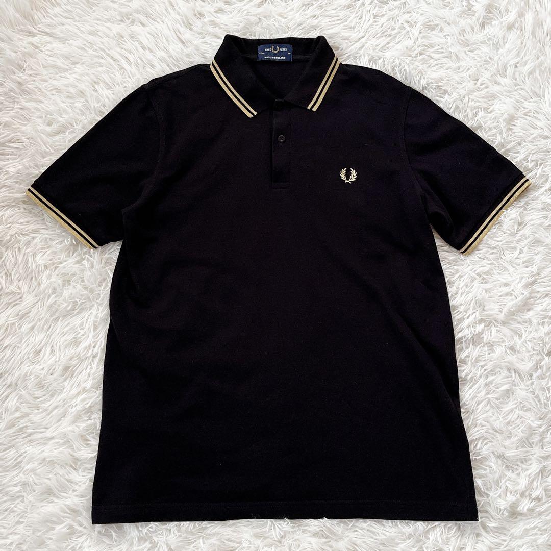 FRED PERRY フレッドペリー ポロシャツ ブラック ゴールド y2k FRED PERRY フレッドペリー ポロシャツ ブラック ゴールド y2k