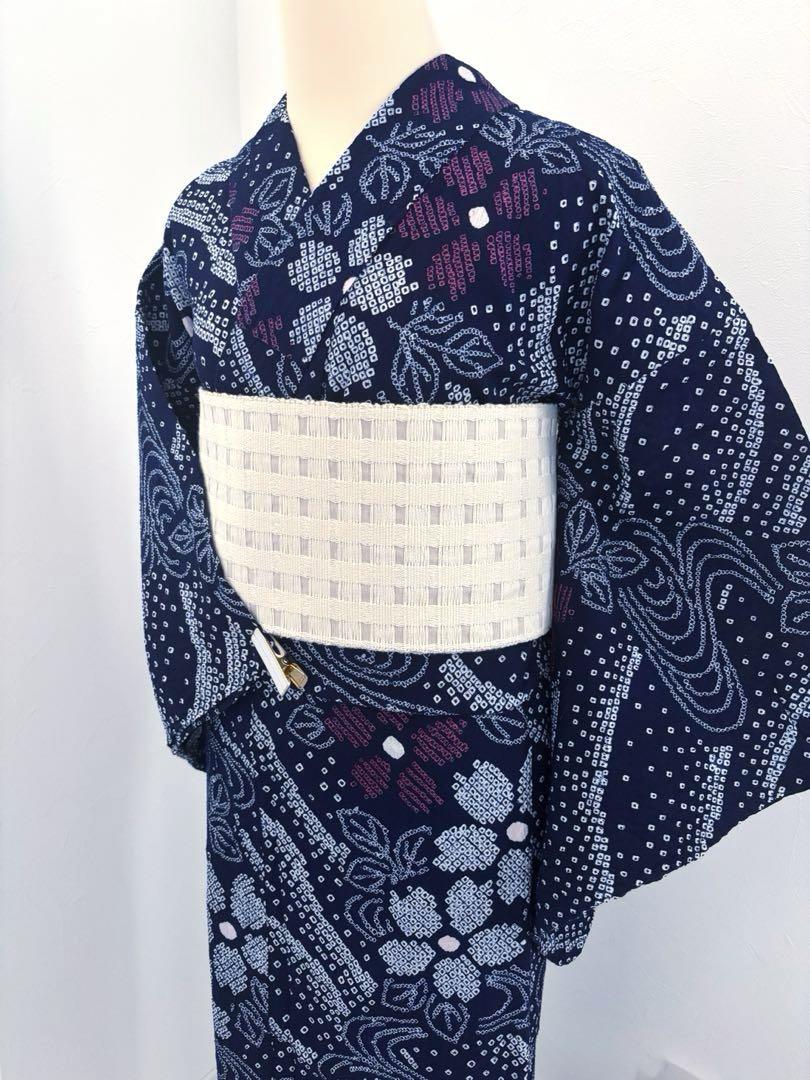 有松絞りの浴衣 流水に桜 身丈144 短め 有松絞りの浴衣 流水に桜 身丈144 短め (浴衣 有松絞り つゆ
