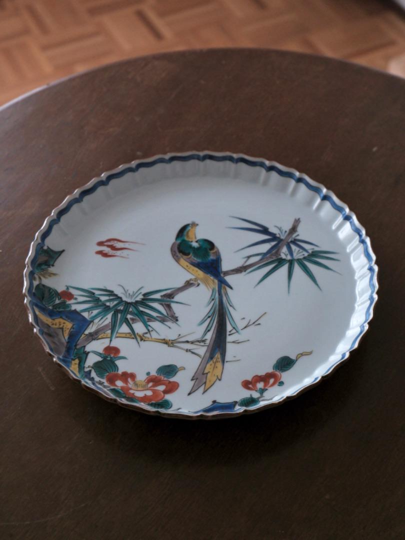 中島珠光 九谷色絵瑞鳥文 飾皿 現代作家 九谷焼 箱付 Q1559
