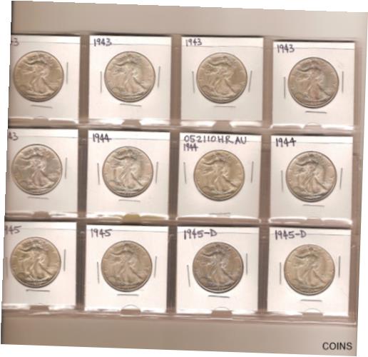 12) 1943-1945 ウォーキング リバティ ハーフ ダラー (5-1943、3