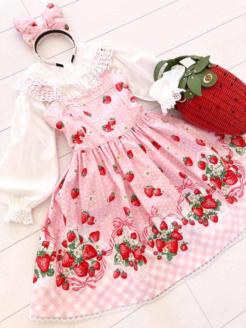 ハンドメイド ♡ 苺のワンピース コーディネートセット♡ ハンドメイド ♡ 苺のワンピース コーディネートセット♡（16cm