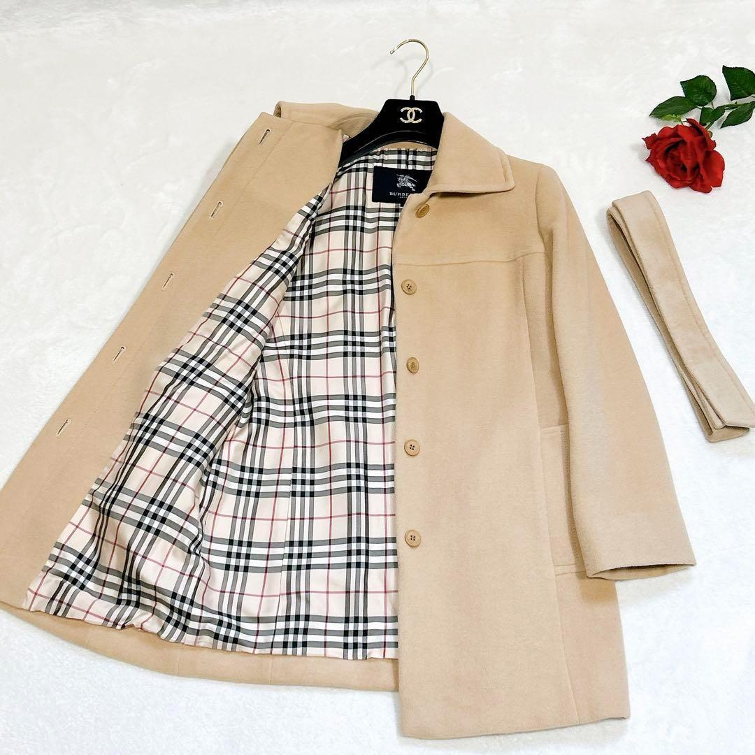 美品　バーバリーロンドン　アンゴラ　ノバチェック　コート　40 BURBERRY - 美品✨BURBERRYLONDON ロングコート カシミヤ ノバ