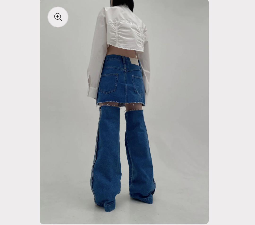 スカート neith. denim skirt with legcover Denim Skirt With Legcover/neith.（Buy Jade black Skirts for