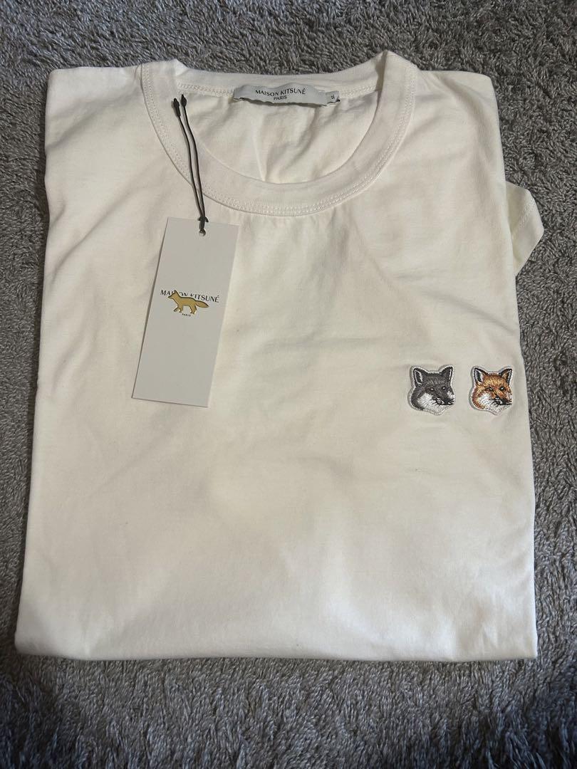MAISON KITSUNÉ ホワイト Tシャツ XS ダブル ボールド フォックスヘッド パッチ コンフォート Tシャツ