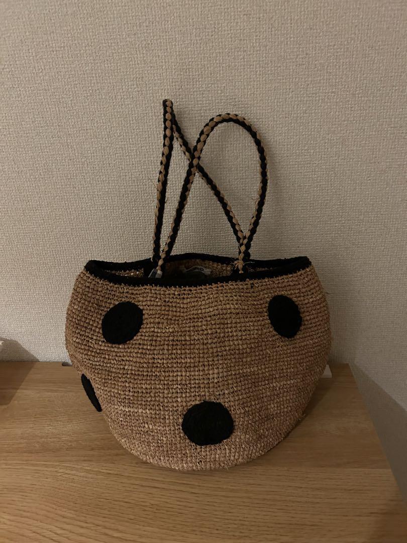 SARO ラフィア丸底トートバッグ （ラフィアのトートバッグ（丸底