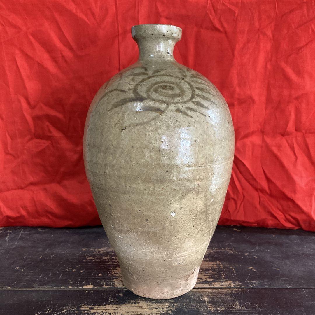 絵高麗 瓶 草花図 （Yahoo!オークション - 高麗青磁鉄絵草文梅瓶