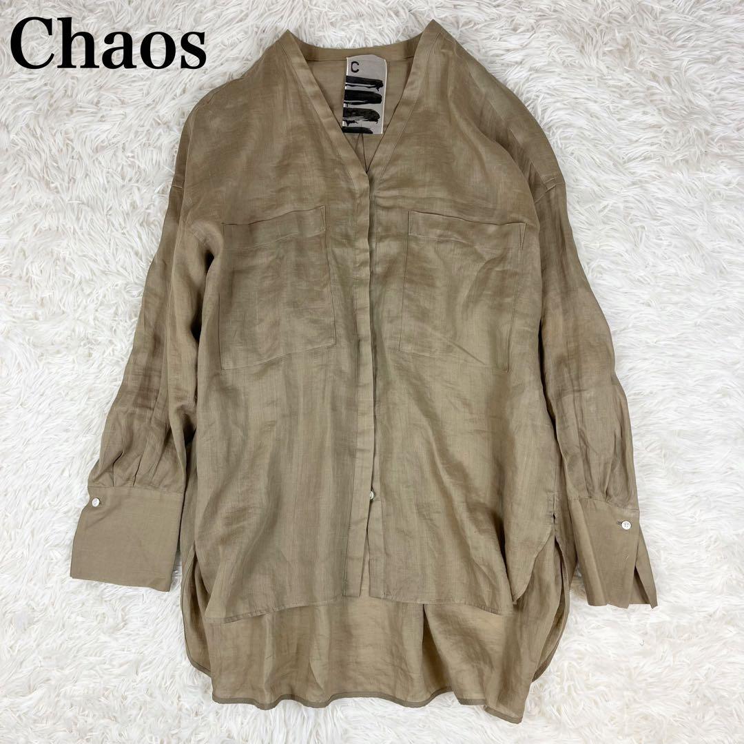 美品 Chaos カオス リガーラミーバンドカラーシャツ リネン