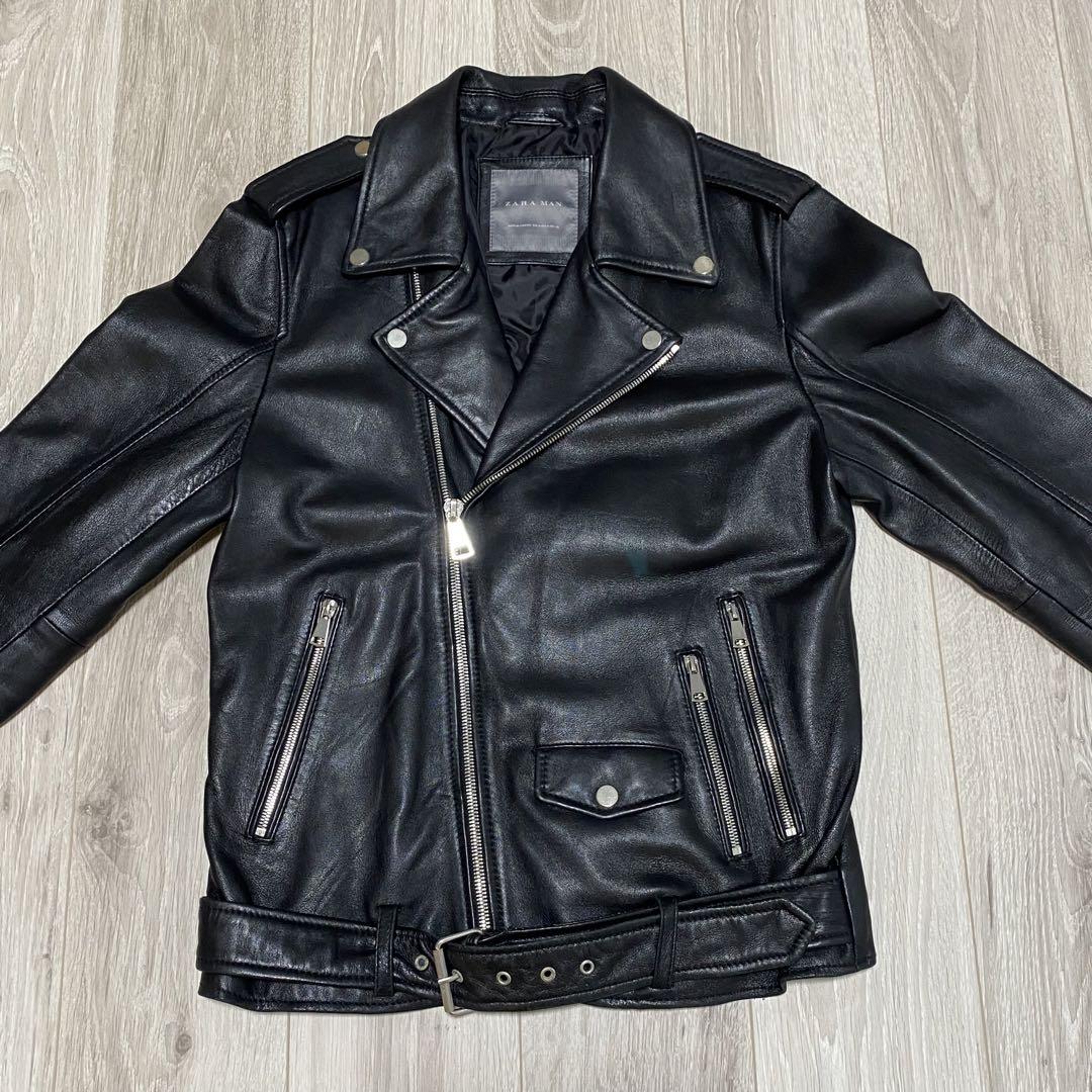 ZARA羊革リアルライダースジャケットMサイズ美品 （美品 希少