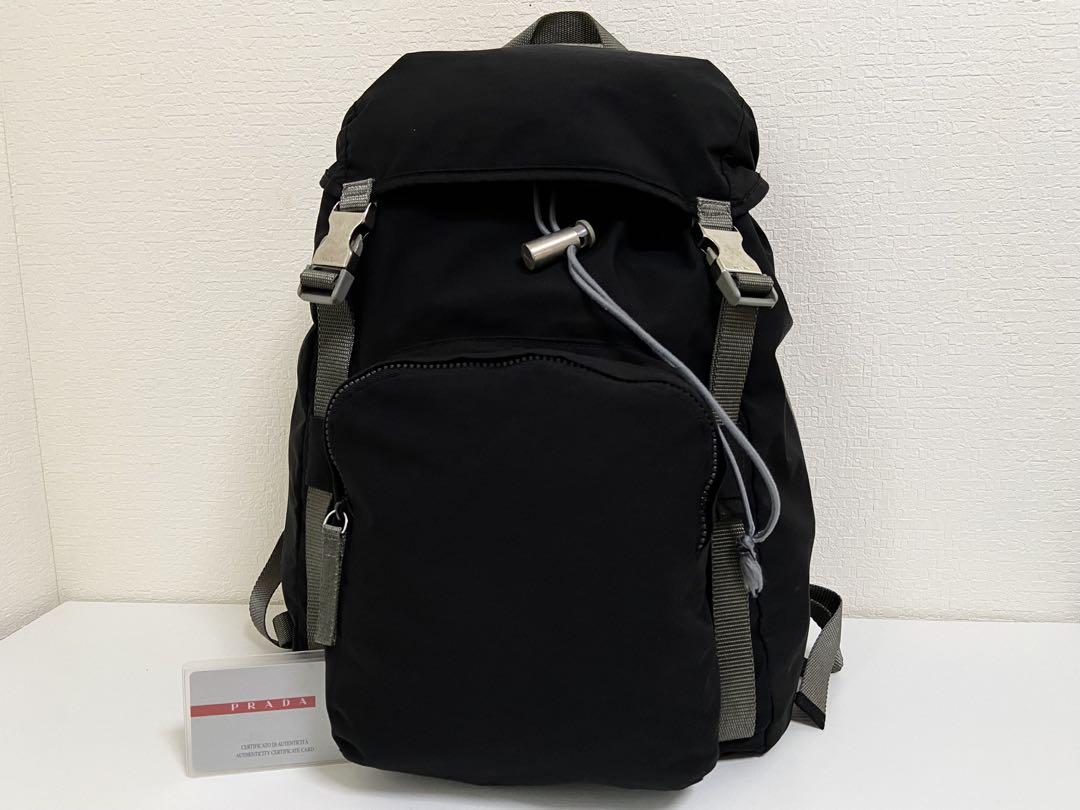 【美品】プラダスポーツ 4VZ005 ナイロン リュック・バックパック 黒 PRADA 【中古】PRADA バックパック リュックサック ナイロン