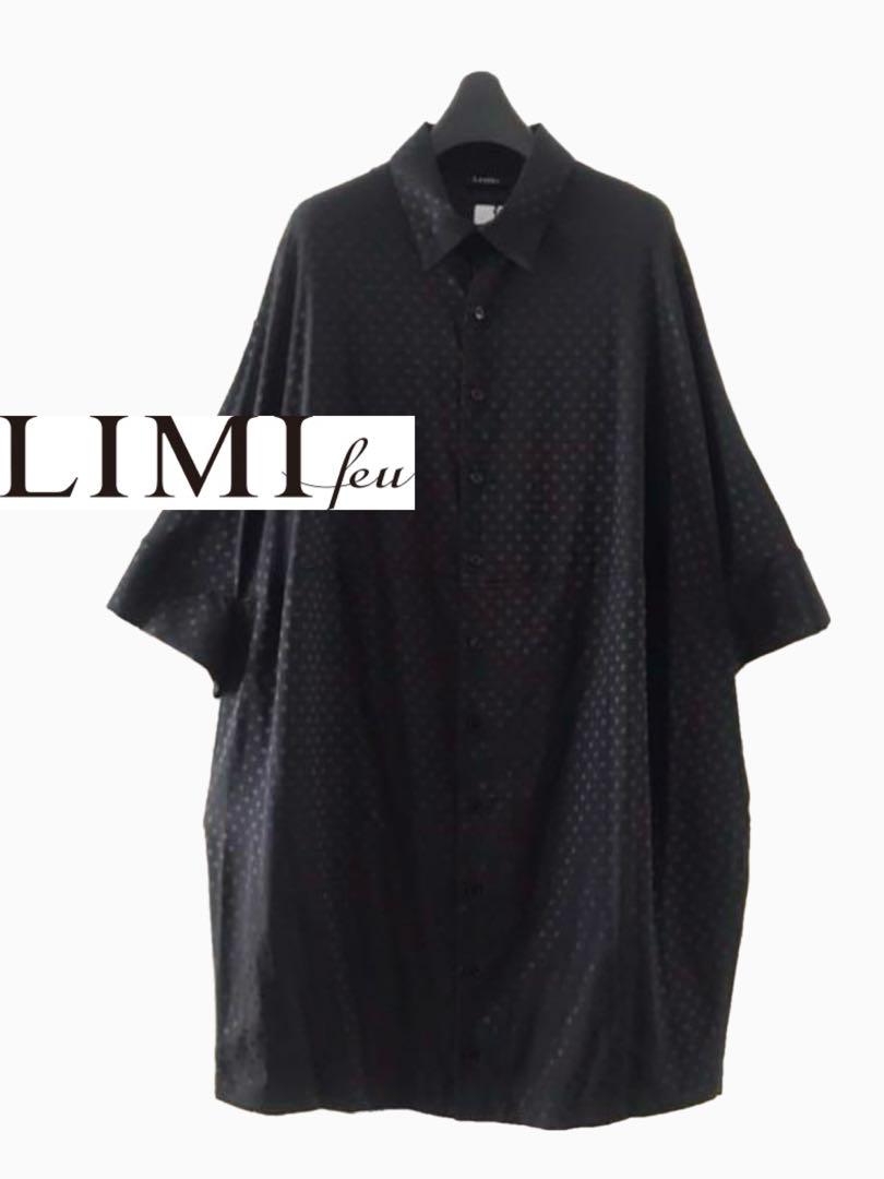 【LIMI feu】ピンドットドルマンシャツワンピース【タグ生地予備ボタン付き】 LIMI feu】ピンドットドルマンシャツワンピース【タグ生地予備