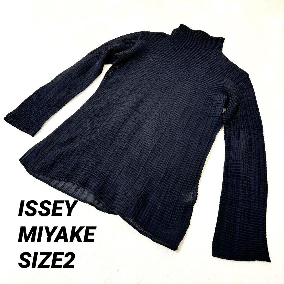 ISSEY MIYAKE プリーツ 長袖 ブラック トップス サイズ2 （HOMME