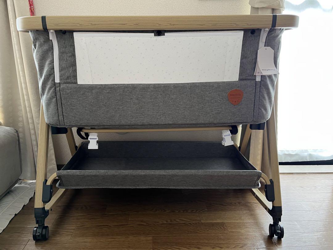 【美品】playkids Maydolly HZDMJ ベビーベッド グレー 美品】ベビーベッド playkids Maydolly HZDMJ 折りたたみ ベビー