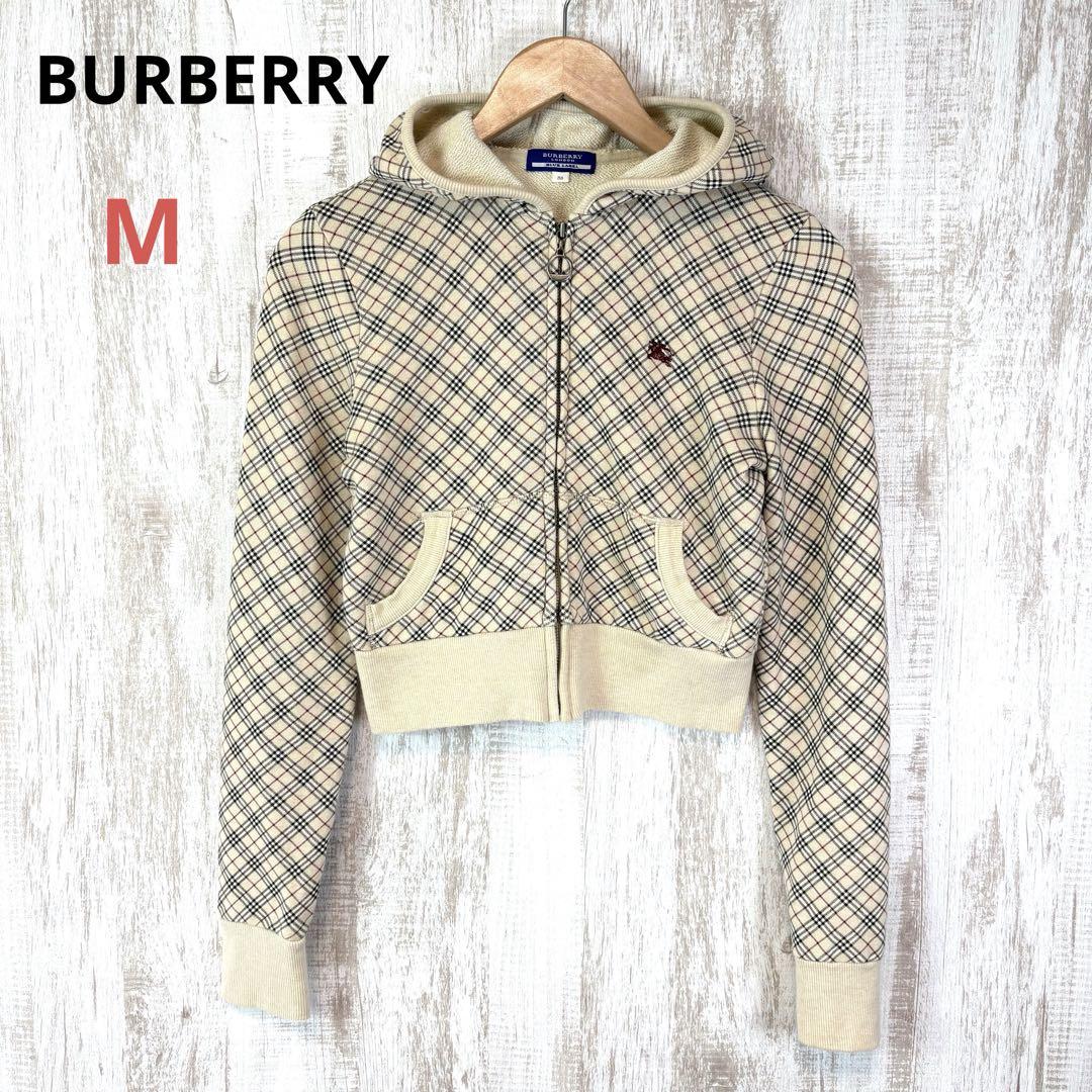 BURBERRY ジップアップ パーカー ロゴ ノバチェック ファスナー 刺繍 BURBERRY(バーバリー) ノヴァチェック切替 ジップパーカー