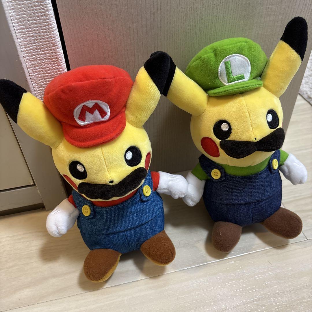 マリオピカチュウ　ルイージピカチュウ　ぬいぐるみ　セット　タグ付き マリオピカチュウ&ルイージピカチュウ マスコット セット 美品