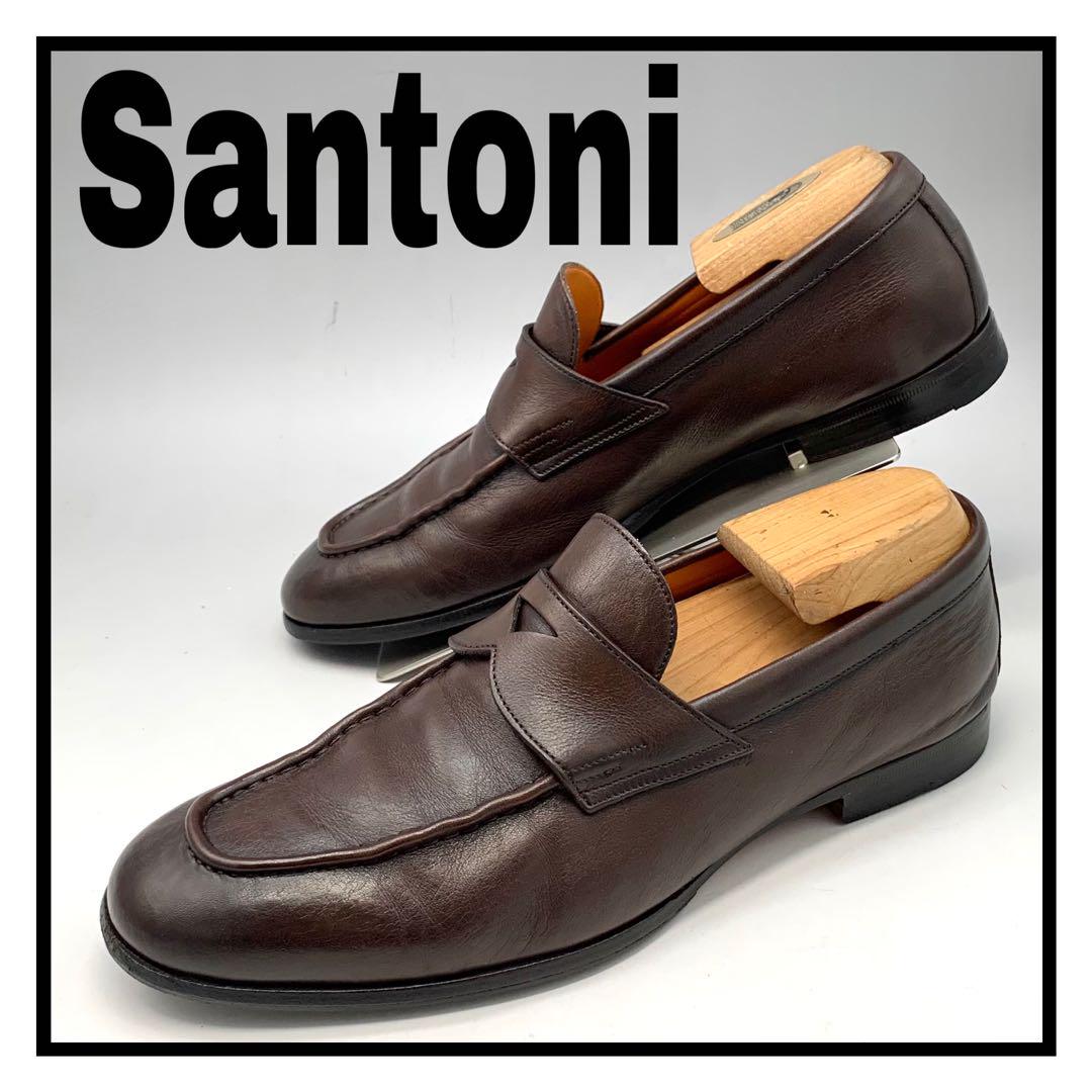 【美品】サントーニ コインローファー クロコ型押し ブラウン 27cm 2025年最新】Yahoo!オークション - SANTONI(メンズシューズ)の