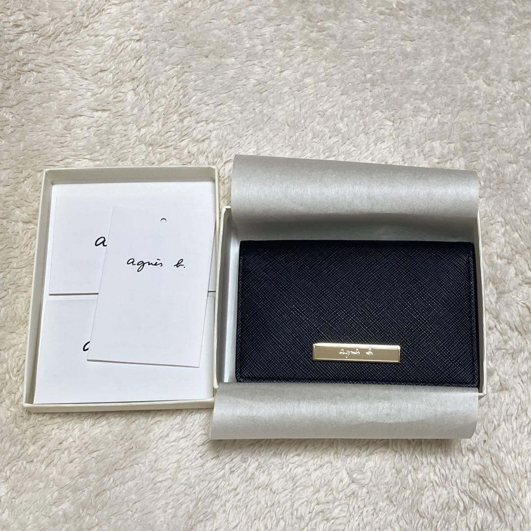 agnès b. アニエスベー 黒×ゴールド レザー 名刺入れ 牛皮 アニエスベー 名刺入れ (agnes b.(アニエスベー) / 名刺入れ