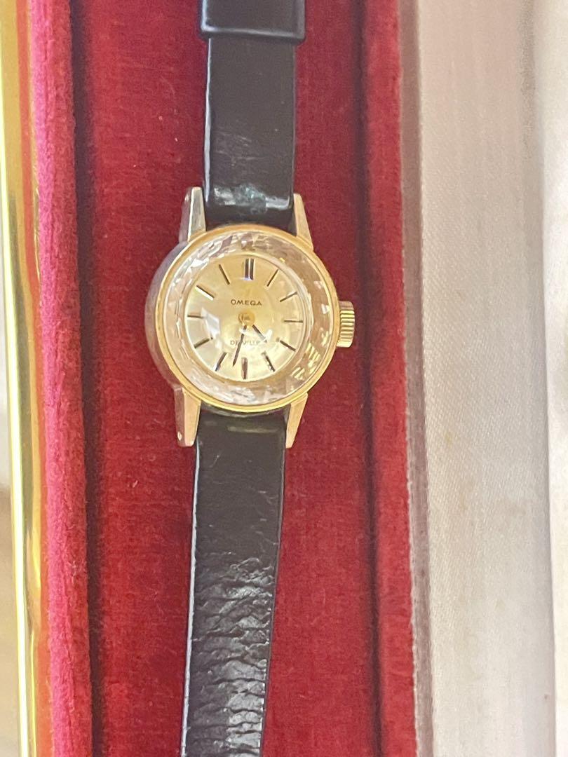 OMEGA デビル手巻き時計 ゴールド・ブラックカットガラス