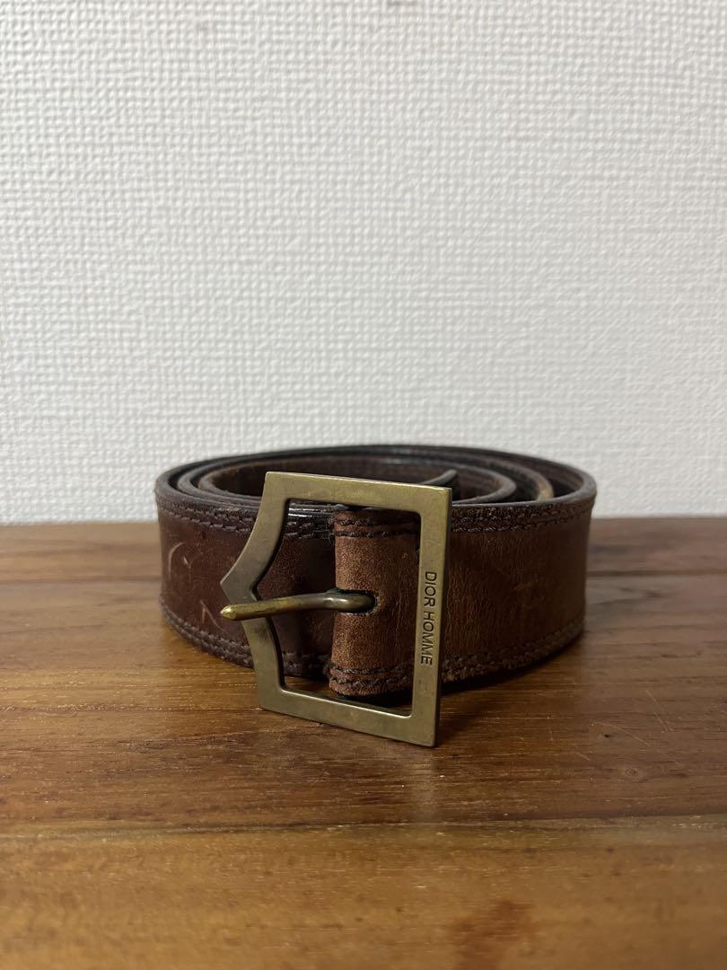 05SS Dior Homme Dバックル ベルト 90 ブラウン エディ期 Dior HOMME ディオールオム 2005SS Dバックル カッティング