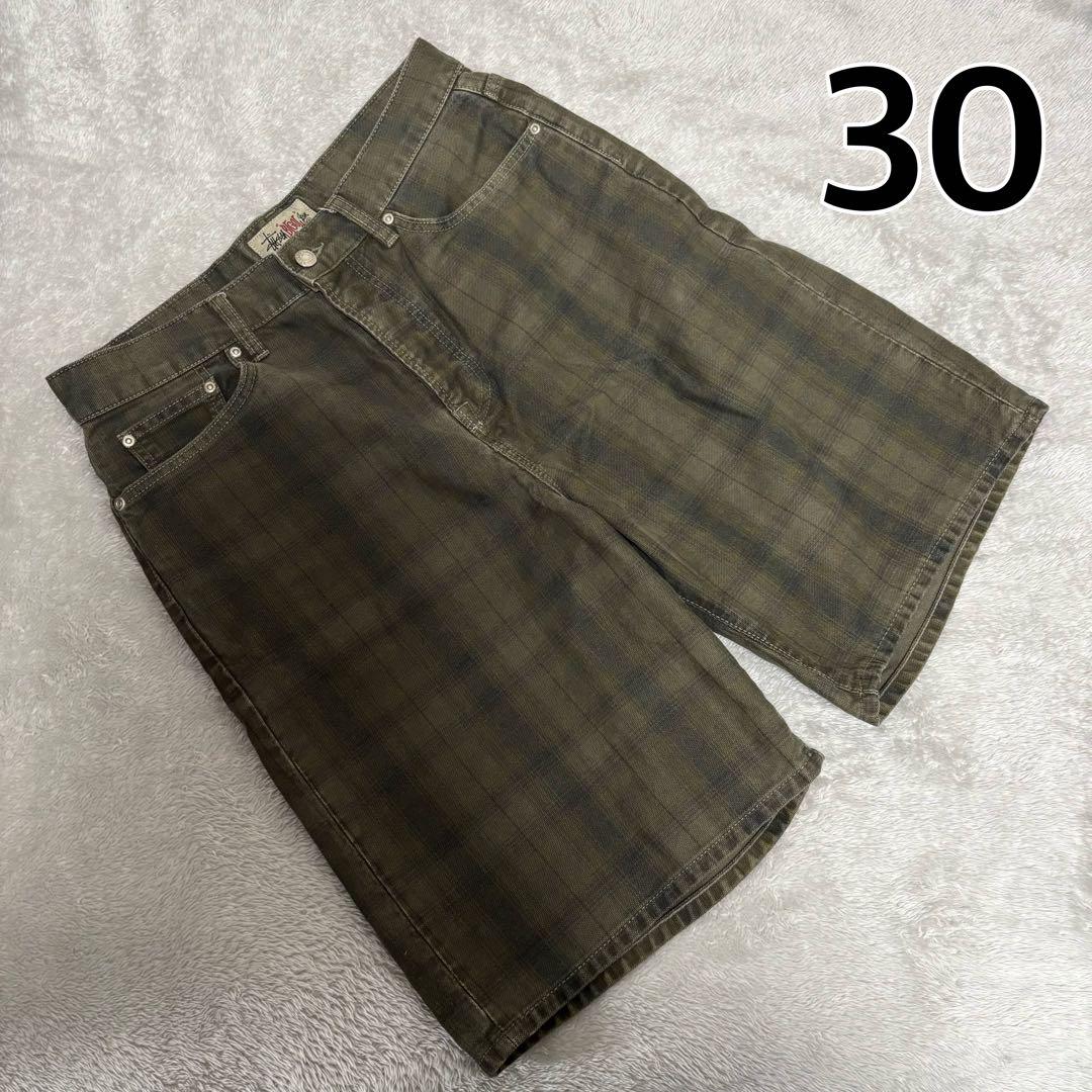 パンツ Stussy Big OL Short Canvas Plaid Olive Stussy Big Ol' Canvas Plaid Short Olive Men's - SS24 - US