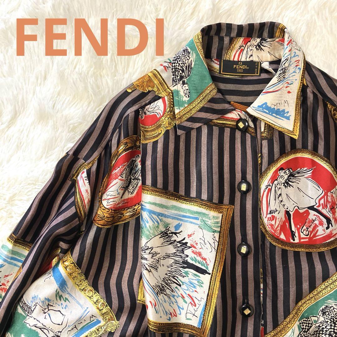 【レア商品】FENDI フェンディ ヴィンテージ シルク混 ブラウス シャツ レア商品】FENDI フェンディ ヴィンテージ シルク混 ブラウス