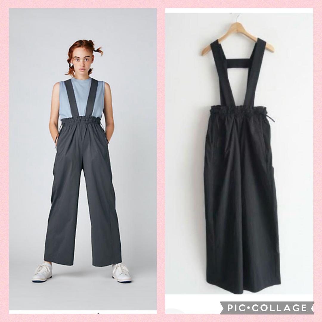 【ほぼ新品】ENFOLD 25SS サロペット パンツ ENFOLD / ストレッチストライプ ハイウエストワイドサロペット