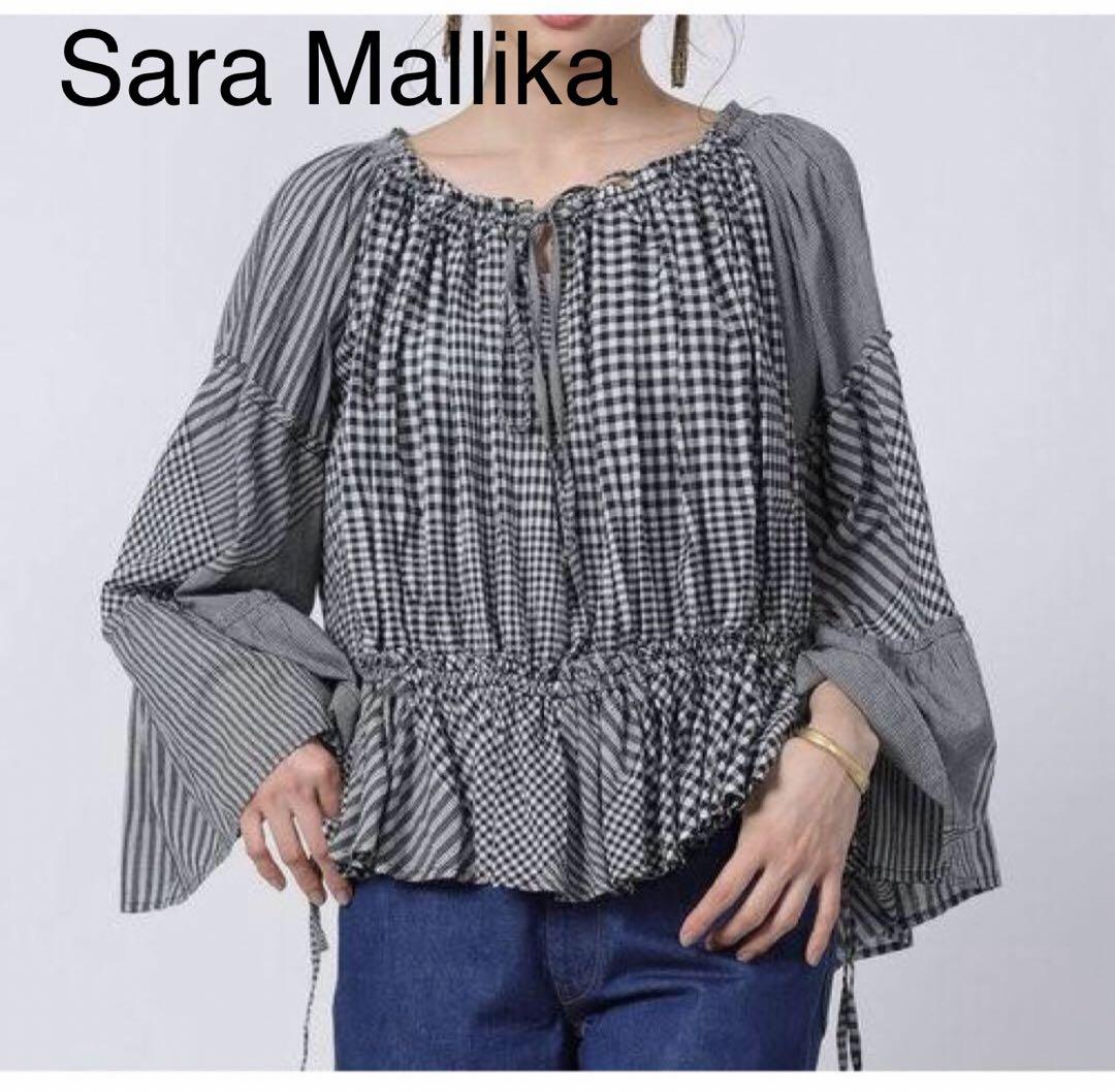 Sara mallikaサラマリカ コットンブラウス シャツ トップス チェック Sara mallikaサラマリカ コットンブラウス シャツ トップス