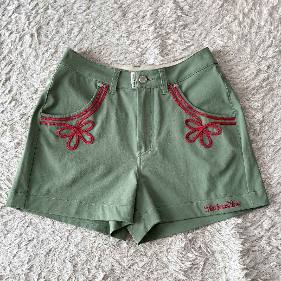 マークアンドロナ ショートパンツ ゴルフウェア 刺繍 ストレッチ キュロット36 マークアンドロナ ショートパンツ ゴルフウェア 刺繍 ストレッチ