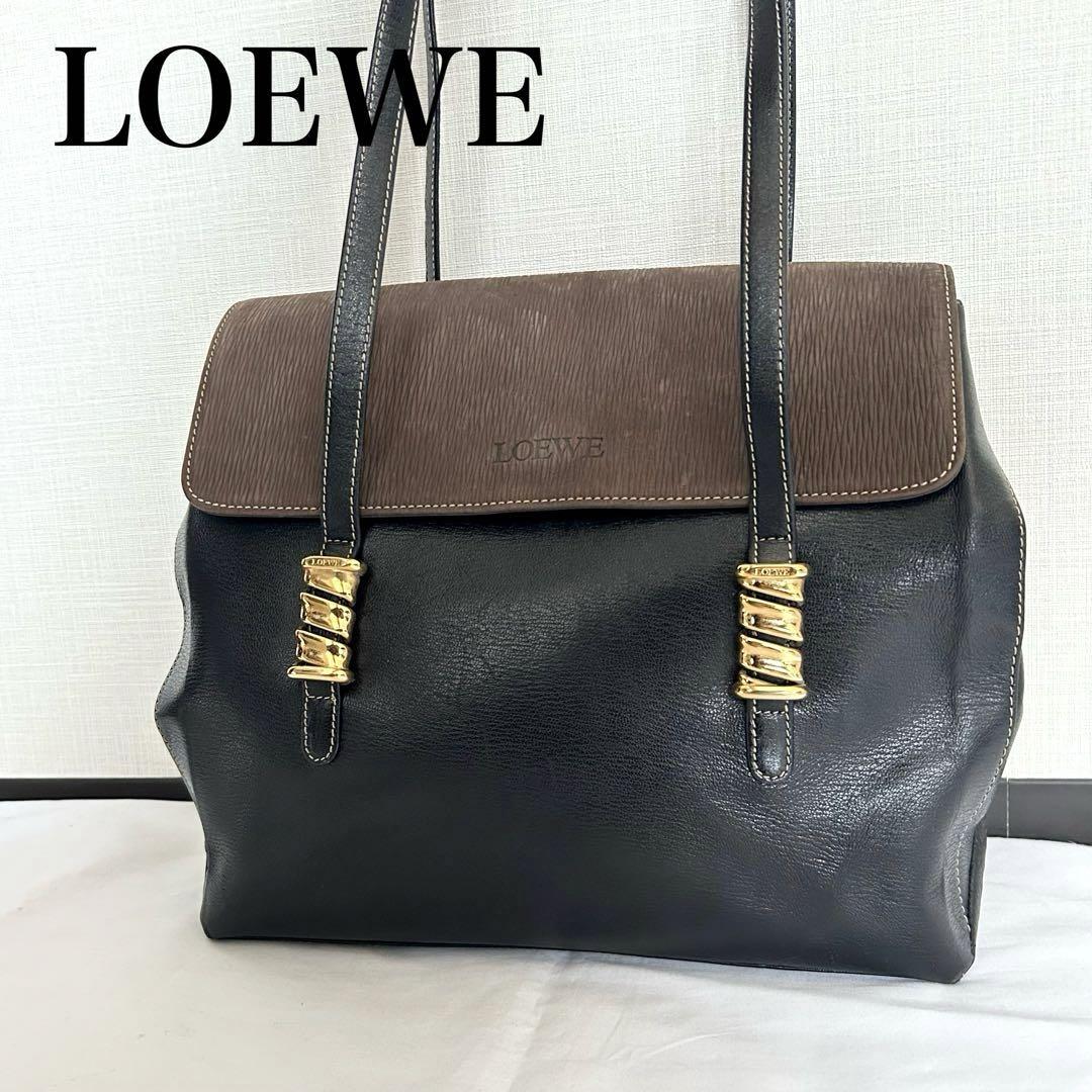 ■入手困難■LOEWE トートバッグ　黒　ブラウンレザー　ベラスケス　ツイスト 良品✨ ロエベ ベラスケス レザー トートバッグ ブラウン - メルカリ