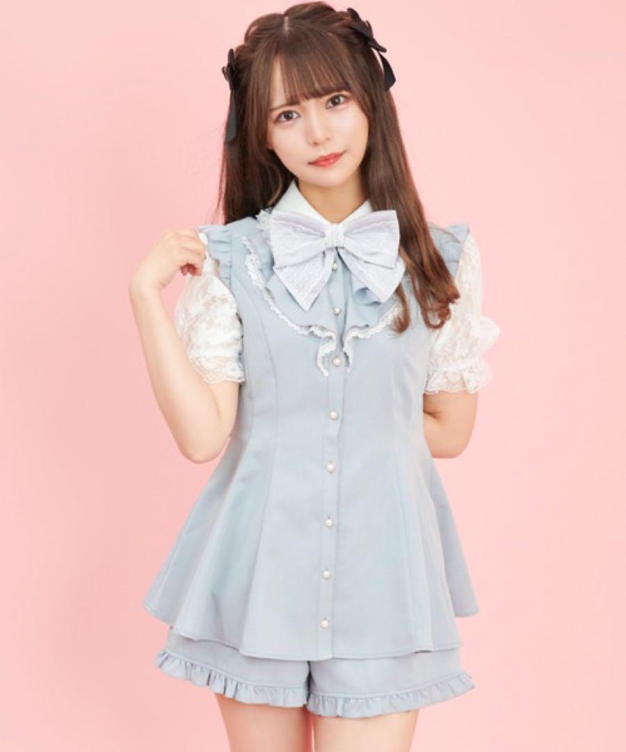 Secret Honey レースラッフル半袖セットア ップ　ピンク シークレットハニー Secret Honey レースラッフルセットアップ