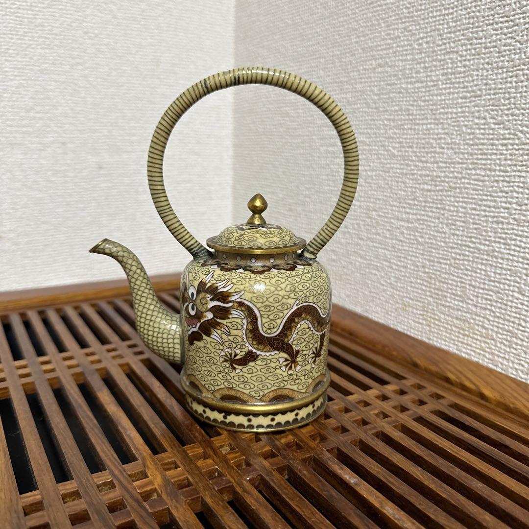 中国美術 中国古玩 唐物 景泰藍 七宝 龍紋 花瓶 古美術品 中国美術 中国古玩 唐物 景泰藍 七宝 龍紋 急須 古美術品(珍藏