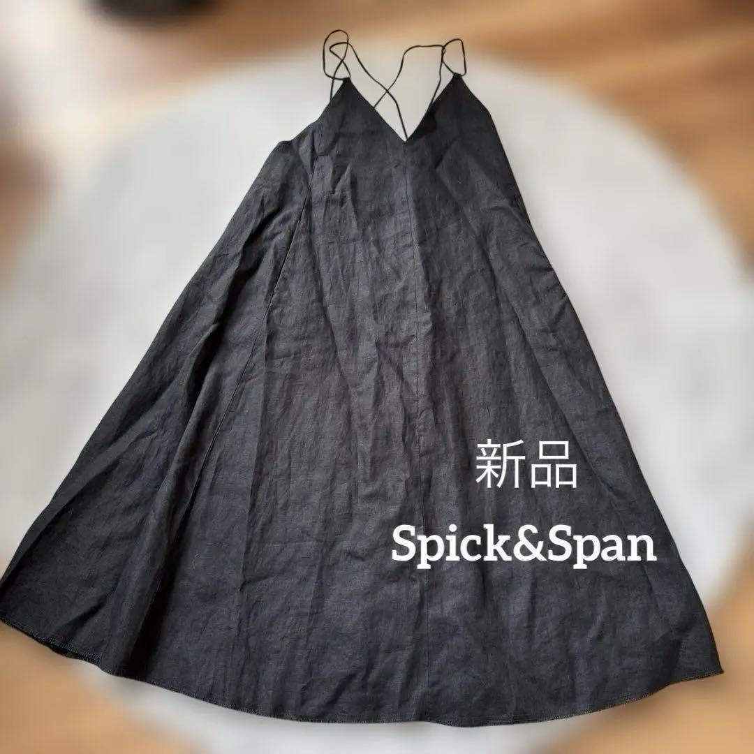 Spick and Span リネンキャミワンピース　ブラック ≪追加≫ファインコットンジャージーノースリーブプルオーバーの