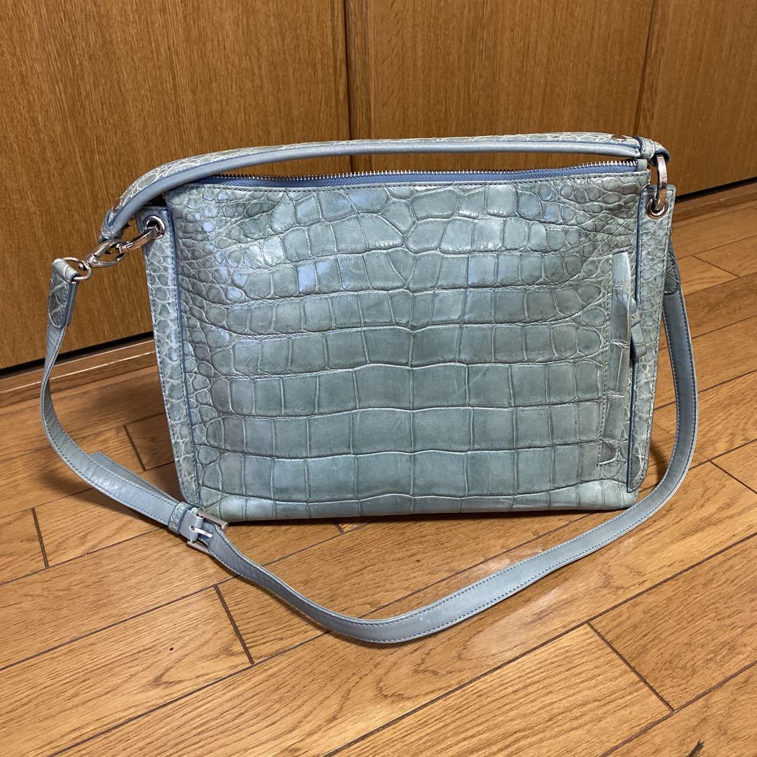 JRAライトブルー クロコダイル風バッグ中古（クロコダイル