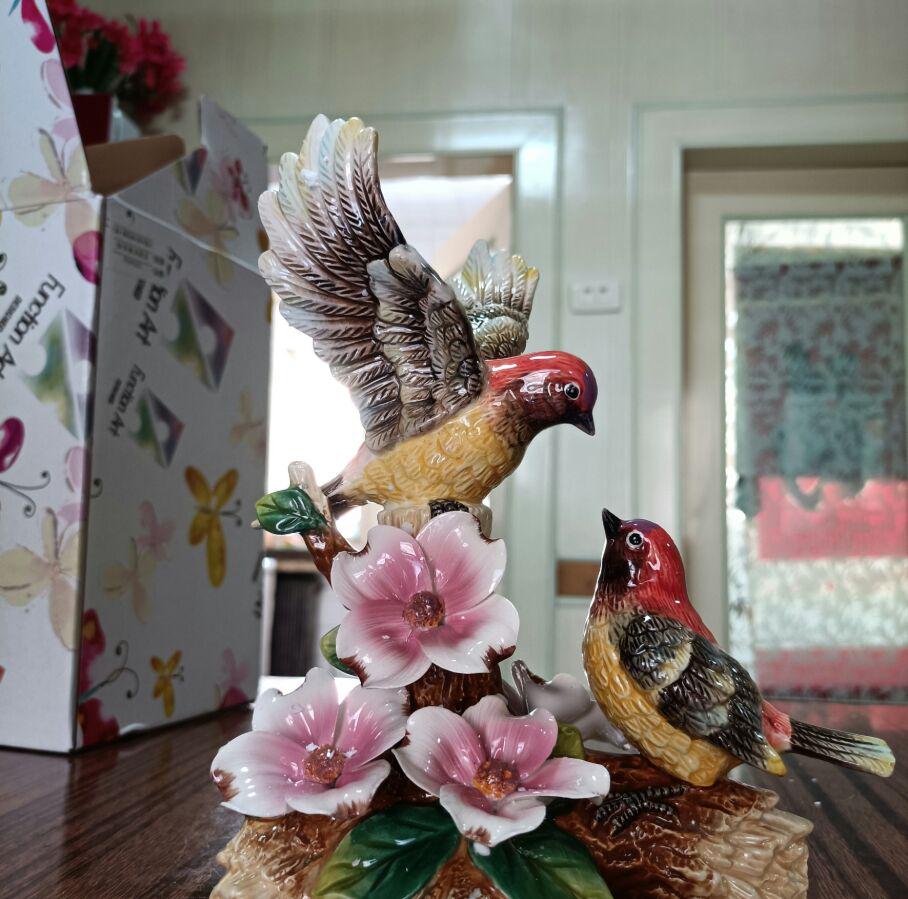 陶磁器工芸品の置物、比翼の鳥 陶磁器工芸品の置物、比翼の鳥 （北欧ビンテージ雑貨 B&G(Bing